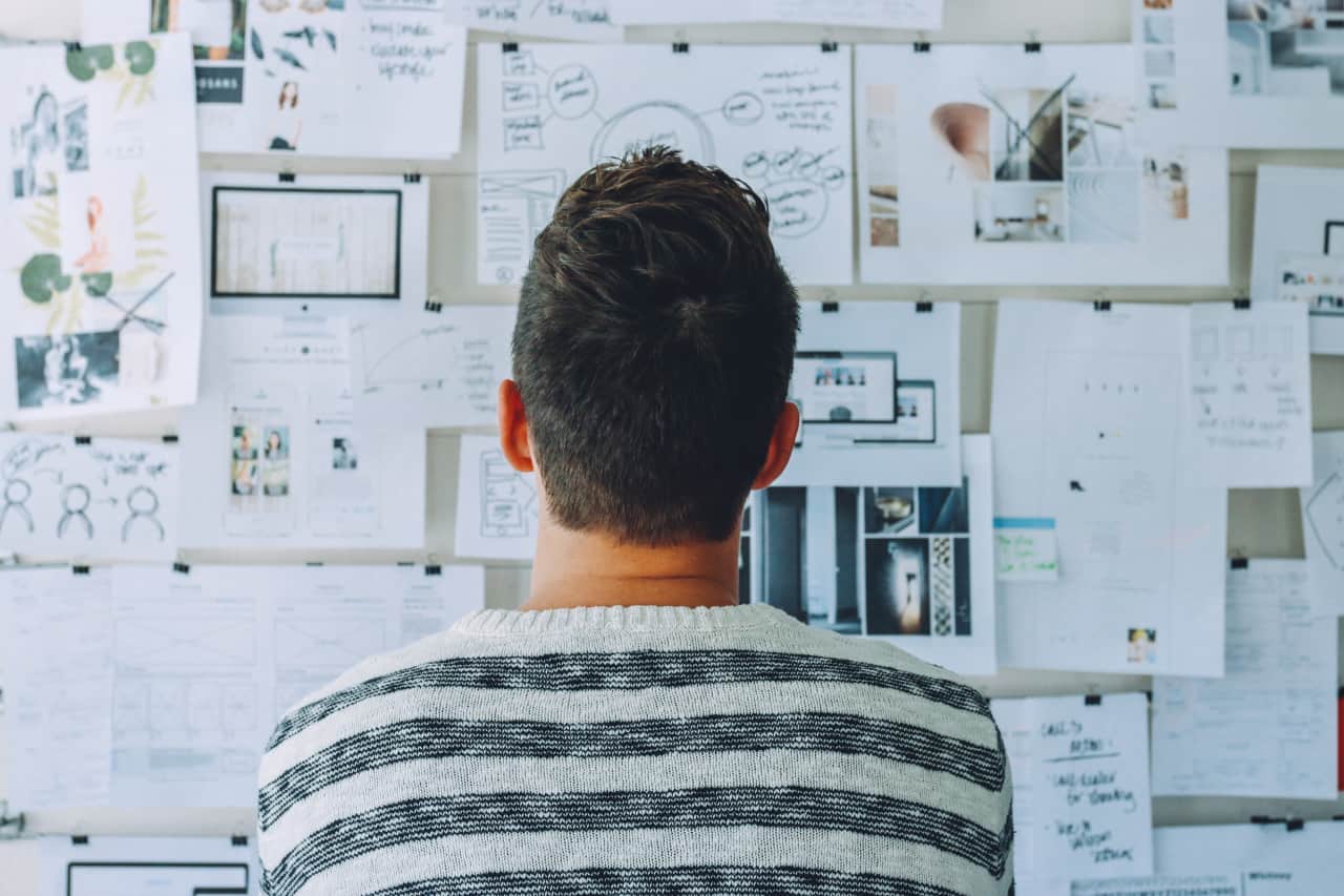 image of guy deciding on transfer paper