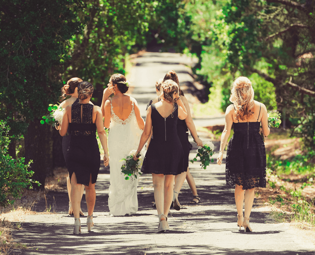 image of bride t-shirts and girls walking