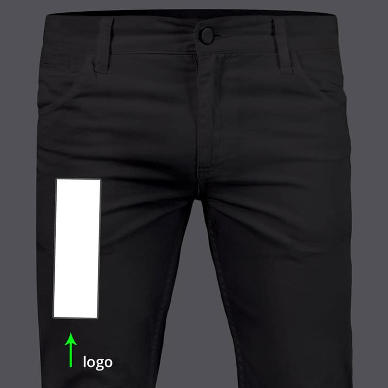 image showing how to place logo on jeans or pants