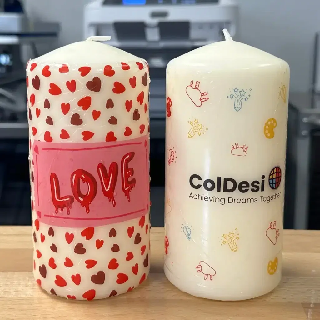 Waterslide Decal Candles
